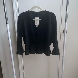 Black boohoo top with buttons details